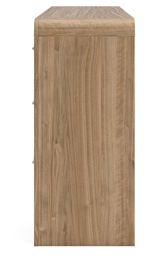 Signature Design by Ashley six-drawer dresser with sleek wood finish and modern hardware, featuring six spacious drawers.