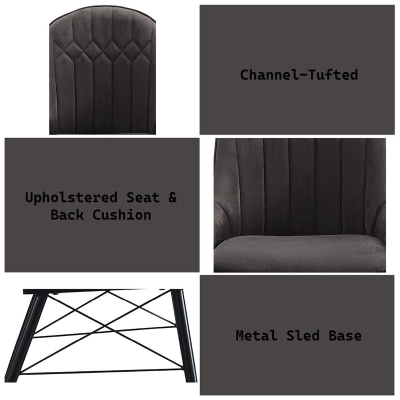 Abraham - Side Chair (Set of 2) - Dark Gray Fabric & Black - R&R Furniture Gallery (Fountain Valley, CA)