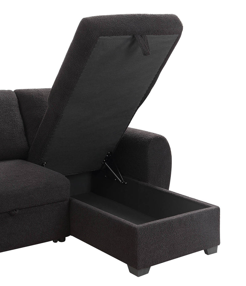 Veronica - Reversible Sleeper Sectional Sofa With Storage Chaise - Black - R&R Furniture Gallery (Fountain Valley, CA)
