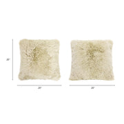 Astrid - Square New Zealand Sheepskin Accent Throw Pillow Cover With Feather Insert - Taupe / Natural - R&R Furniture Gallery (Fountain Valley, CA)