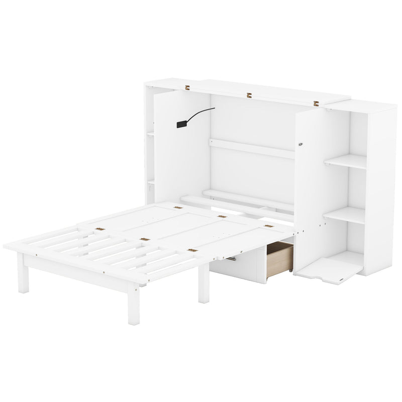 Murphy Bed With Shelves, Drawers And USB Ports - R&R Furniture Gallery (Fountain Valley, CA)