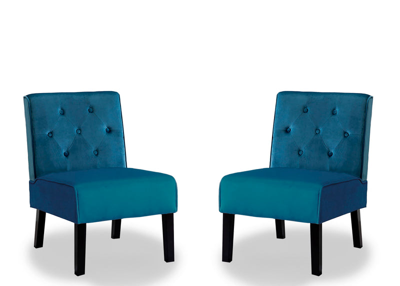 Reese - Living Room Armless Button Tufted Pattern Accent Chair (Set of 2) - R&R Furniture Gallery (Fountain Valley, CA)