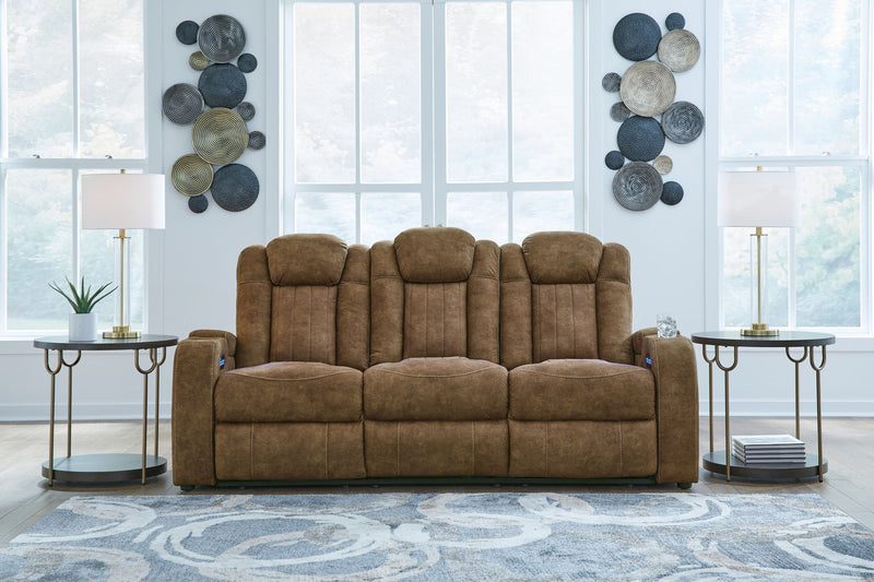Wolfridge - Power Reclining Sofa With Adj Headrest - Brindle - R&R Furniture Gallery (Fountain Valley, CA)