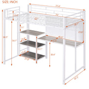 Metal Loft Bed With Desk, 3 Shelves And Ladder - R&R Furniture Gallery (Fountain Valley, CA)