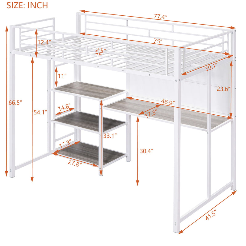 Metal Loft Bed With Desk, 3 Shelves And Ladder - R&R Furniture Gallery (Fountain Valley, CA)