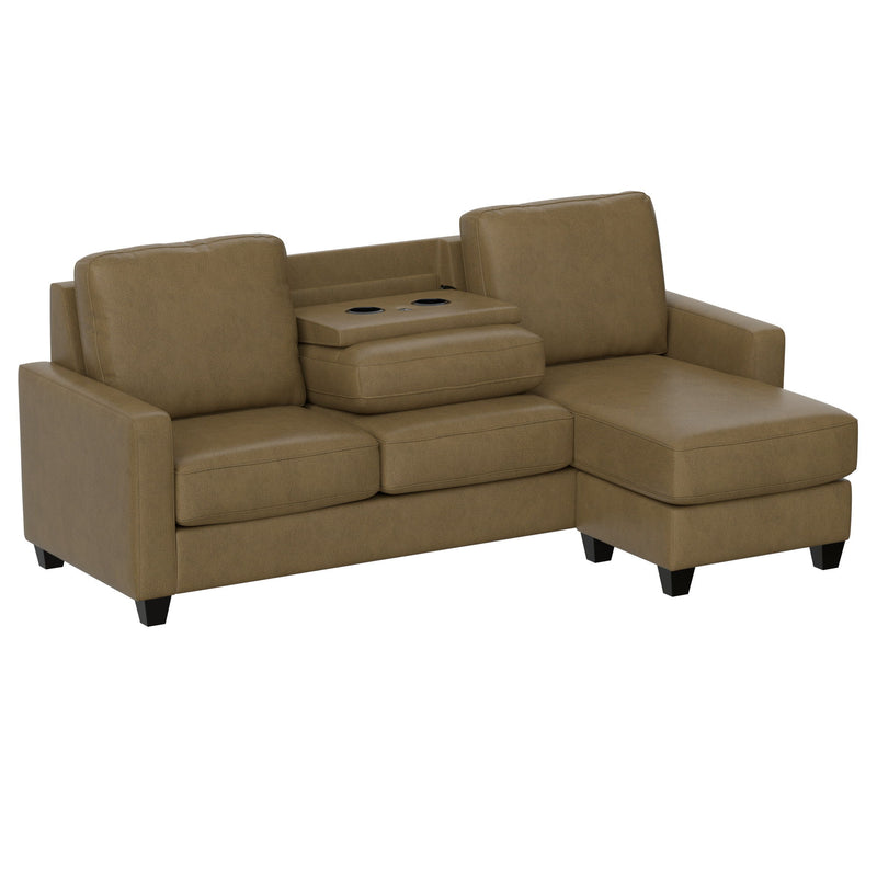 2 Piece Sofa With Chaise, Comfortable Seating For 3, Tapered Feet, USB Charging Console - Brown - R&R Furniture Gallery (Fountain Valley, CA)