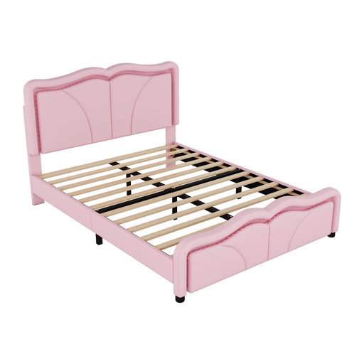 Upholstered Platform Bed & Curve Shaped And Height Adjustable Headboard, LED Light Strips - R&R Furniture Gallery (Fountain Valley, CA)