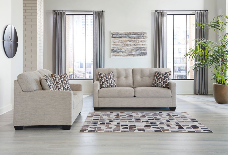 Signature Design by Ashley Mahoney living room set with stationary sofas and loveseats in a modern, comfortable fabric.