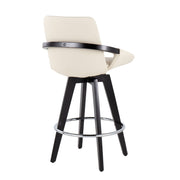 Set of two Lumi Source Cosmo contemporary fixed height counter stools with swivel seats and round footrests.