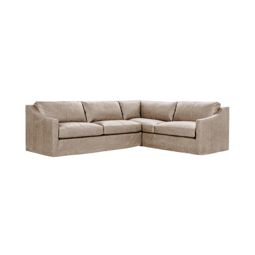 Elegant Kipton upholstered corner sectional by Classic Home, featuring plush cushions and a modern stationary design for comfortable living.
