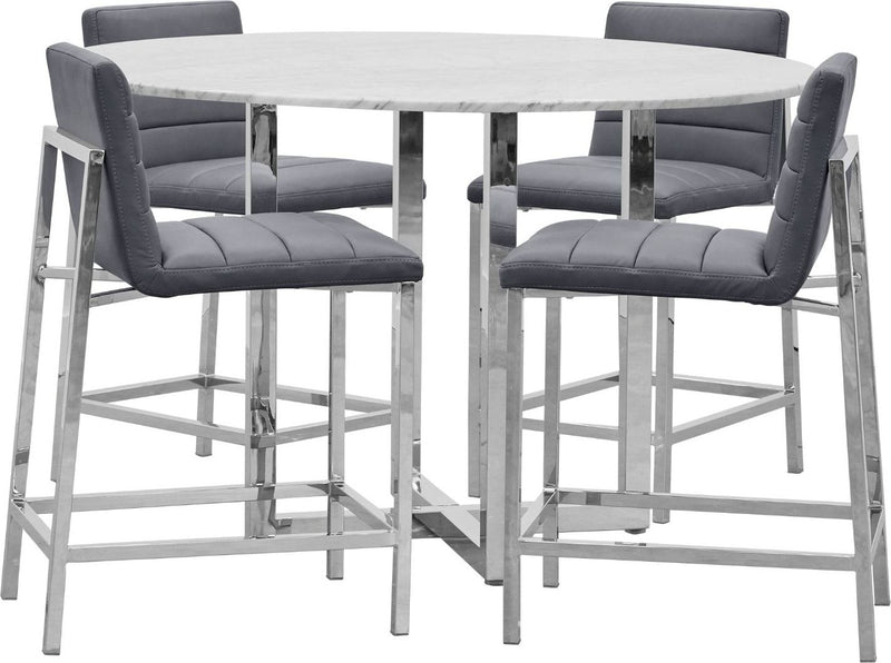 Amalfi Metal Back Counter Stool in Cobalt Leather