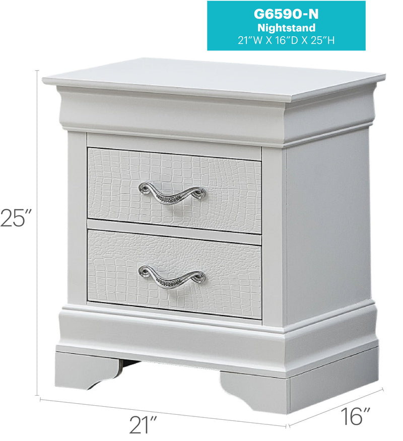 Decorative accent nightstand from Glory Furniture featuring a sleek wooden surface and modern design.