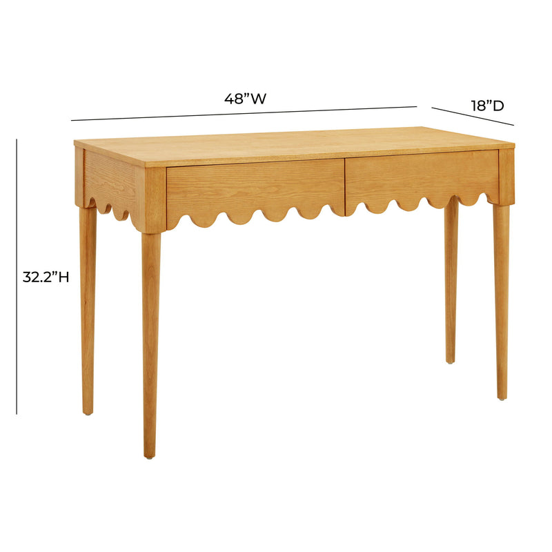 TOV Furniture Oodle writing desk with a sleek wooden surface and minimalist design, perfect for home or office workspace.