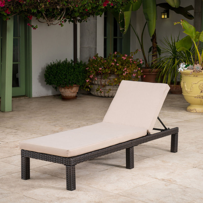 Puerta - Chaise Lounge Frame Cushion Outdoor Wicker Iron - Beige / Dark Brown - R&R Furniture Gallery (Fountain Valley, CA)