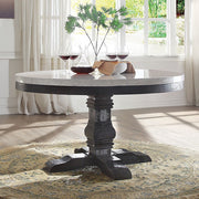 Nolan - Round Dining Table - White Marble Top & Salvage Dark Oak - R&R Furniture Gallery (Fountain Valley, CA)