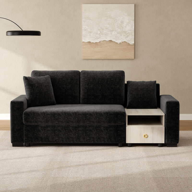 Noble House modular stationary sofa with storage armrest and center console, featuring plush cushions and contemporary design.