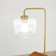 Haven - Clear Table Lamp, Button Control - Gold / White / White Marble - R&R Furniture Gallery (Fountain Valley, CA)