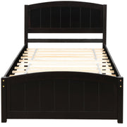 DreamHaus platform bed with headboard, footboard, and wood slat support showcasing sturdy wooden design and modern style.