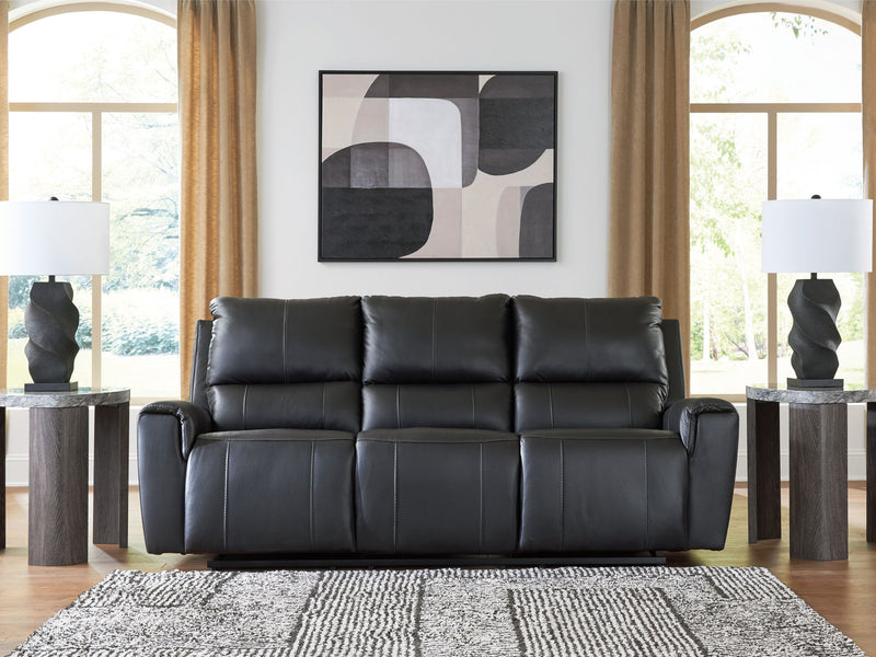 Glossmore - Reclining Sofa - Black - R&R Furniture Gallery (Fountain Valley, CA)