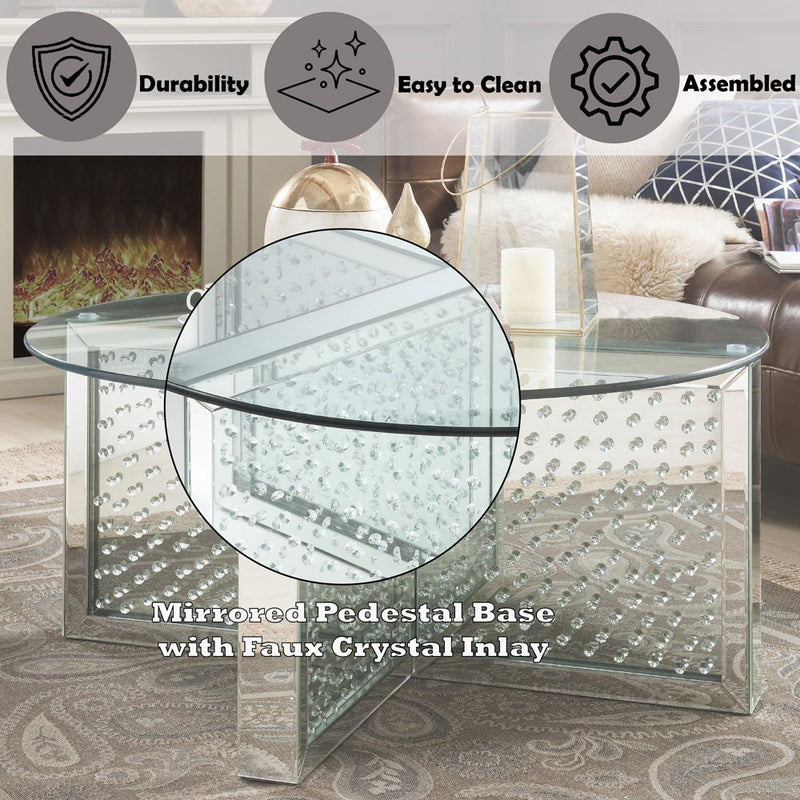 Nysa - Coffee Table - Mirrored & Faux Crystals - R&R Furniture Gallery (Fountain Valley, CA)