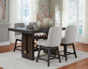 Signature Design by Ashley rectangular counter table set with four matching chairs, stylish 5-piece dining room furniture.