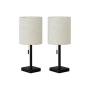 Lighting, Table Lamp, USB Port Included, Nickel, Contemporary (Set of 2) - R&R Furniture Gallery (Fountain Valley, CA)