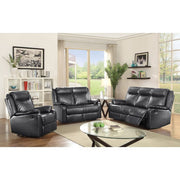 Contemporary three-seater reclining sofa by Glory Furniture with plush fabric and modern design, shown in a stylish living room setting.
