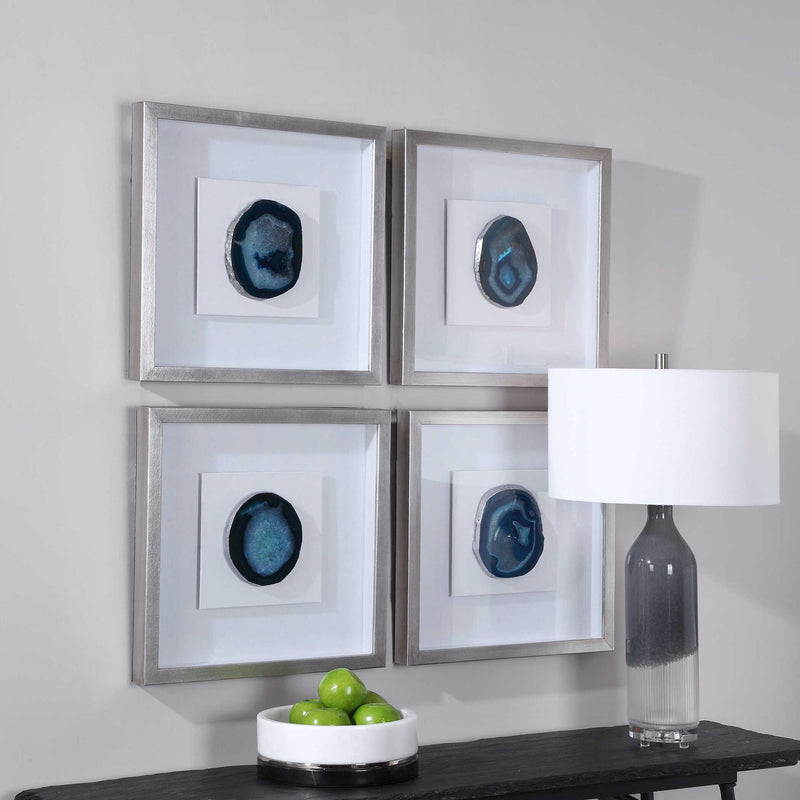 Blue stone shadow box wall decor by Uttermost featuring a textured stone design for modern interior accents.