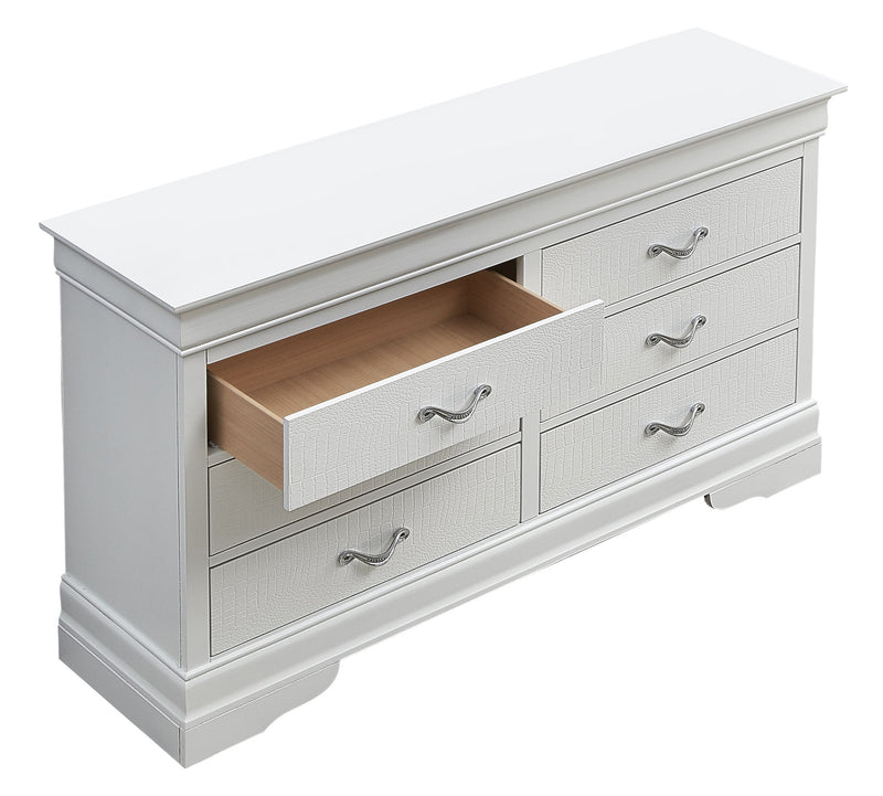 Glory Furniture Lorana dresser with multiple drawers and a sleek, sophisticated storage design for bedroom organization.