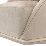 Michael Amini La Rachelle swivel chair with a plush upholstered seat and wooden legs, modern design for stylish comfort.