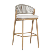 Outdoor Bar Height Metal Frame Counter Stools With Scallop Shaped Backrest & Water Resistant Cushions - R&R Furniture Gallery (Fountain Valley, CA)