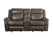 Lydia - Motion Loveseat With USB & Console - Brown Leather Aire - R&R Furniture Gallery (Fountain Valley, CA)