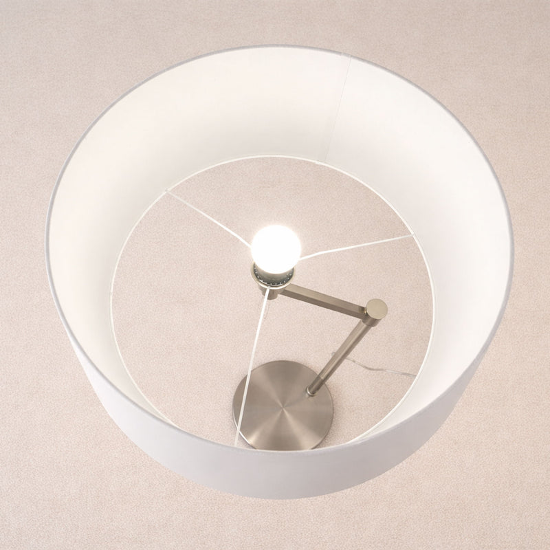 Horizon - Table Lamp With On / Off Switch Curved Base Linen Shade - Brushed Nickel / Silver / White - R&R Furniture Gallery (Fountain Valley, CA)