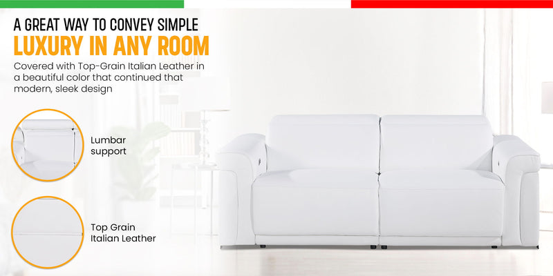 1126 - Top Grain Power Reclining Italian Leather Sofa - R&R Furniture Gallery (Fountain Valley, CA)