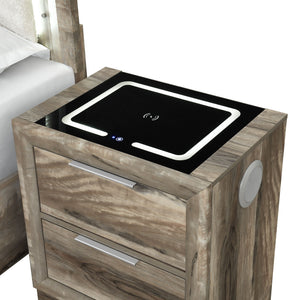 Callisie - Nightstand With Wireless Charging Top - Brown