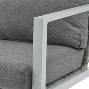 Modern Noble House lounge arm chair with rope accents and plush cushions, showcasing a stylish, comfortable seating design.