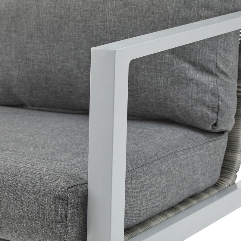 Modern Noble House lounge arm chair with rope accents and plush cushions, showcasing a stylish, comfortable seating design.