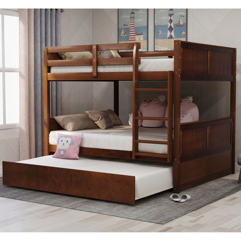 DreamHaus bunk bed with twin size trundle, featuring sturdy wood construction and space-saving design for kids' bedrooms.