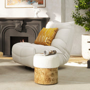 Nebula - Round Upholstered Ottoman - White - R&R Furniture Gallery (Fountain Valley, CA)