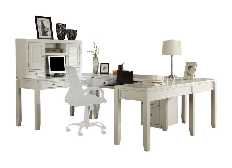 Boca - U Shape Desk With Hutch And File - Cottage White - R&R Furniture Gallery (Fountain Valley, CA)