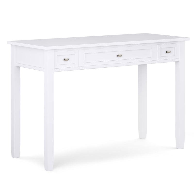 Handcrafted Warm Shaker writing desk by Simpli-Home with smooth wood finish and clean lines, ideal for home office or study space.