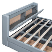 Upholstered Mother & Child Bed With Hydraulic Storage System, Drawer Box, Bedhead Storage Shelf And 2 Pairs Of Sockets & USB Ports - R&R Furniture Gallery (Fountain Valley, CA)