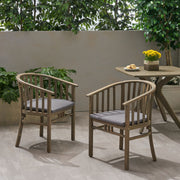 Outdoor Wooden Dining Chairs With Cushions (Set of 2) - R&R Furniture Gallery (Fountain Valley, CA)