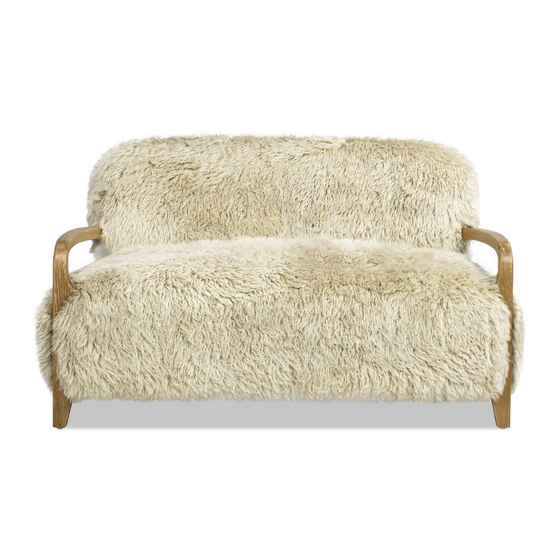 Enchante - Sheepskin Accent Loveseat - Taupe / Natural - R&R Furniture Gallery (Fountain Valley, CA)