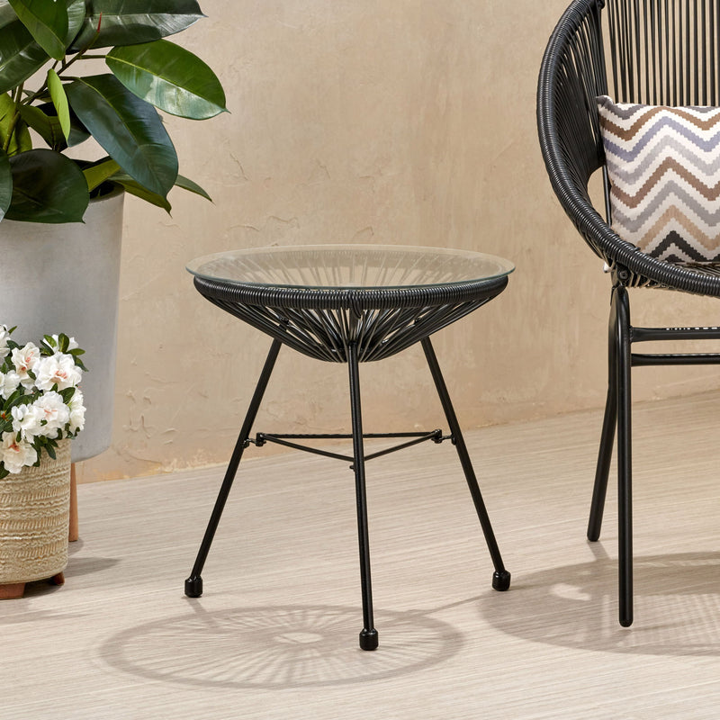 Nusa - Modern Rattan Side Table With Tempered Glass Top - R&R Furniture Gallery (Fountain Valley, CA)
