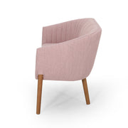 Noble House mid-century modern loveseat with channel-stitched backrest and sleek wooden legs, stationary design for stylish living rooms.