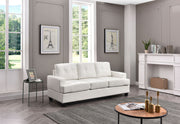 Glory Furniture Sandridge stationary sofa with plush fabric and wide armrests, shown in a cozy living room setting.