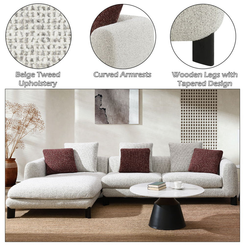 Mardi - Sectional Sofa With 6 Pillows - Maroon & Beige Tweed - R&R Furniture Gallery (Fountain Valley, CA)