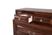 LaVita accent chest by Glory Furniture featuring a sleek wooden design and decorative hardware, ideal for stylish storage.