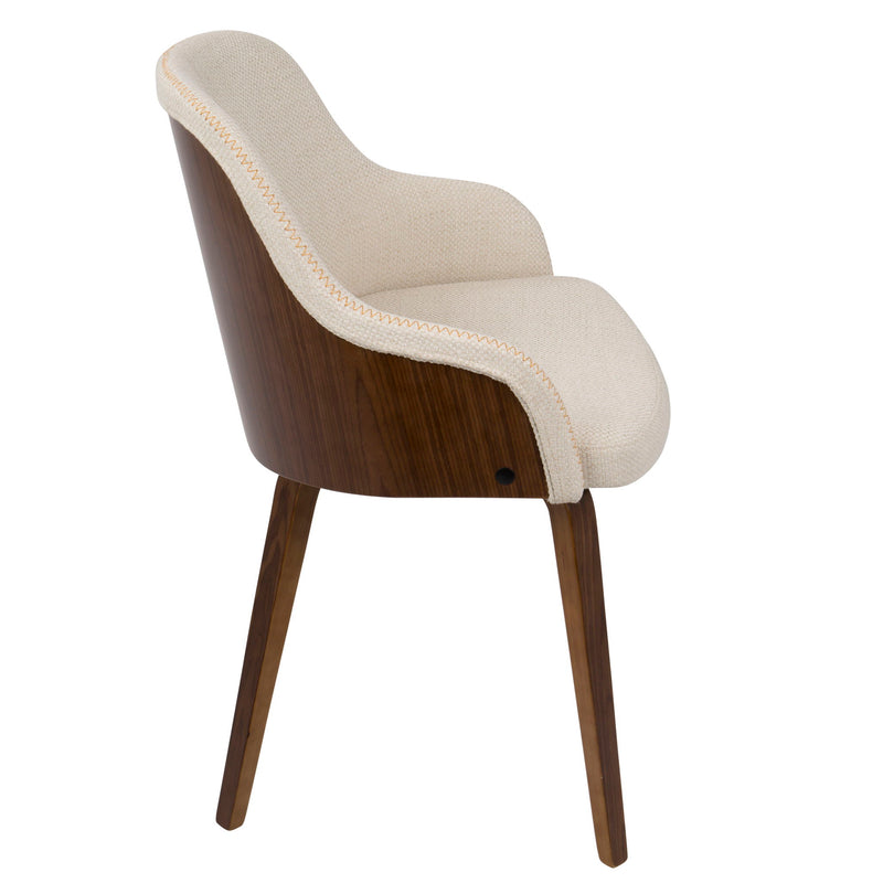 Lumi Source Bacci mid-century modern dining arm chair with wooden frame and upholstered seat, stylish and comfortable for dining rooms.